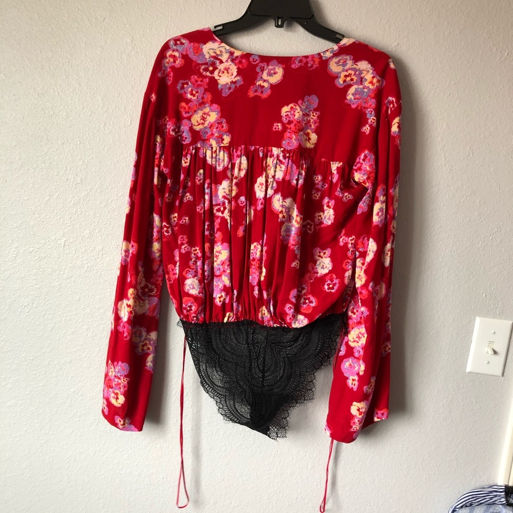 Free People Red Floral Blouse - Picture 8 of 8